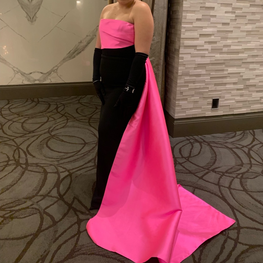 Solace London Strapless Pink and Black Dress